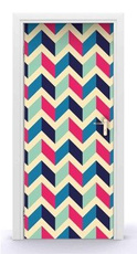 Naklejka na drzwi - Kolorowe zygzaki 0551