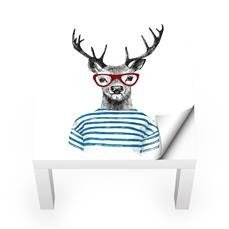 Naklejka na stolik LACK IKEA - Jeleń w okularach 0021