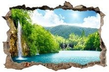 Naklejka na ścianę Dziura 3D Chorwacki wodospad 0242