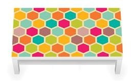 Naklejka na stolik kawowy LACK IKEA - Kolorowe sześciokąty 0124