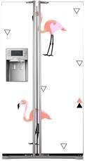 Naklejka na lodówkę side-by-side - Flamingi i trójkąty 0627