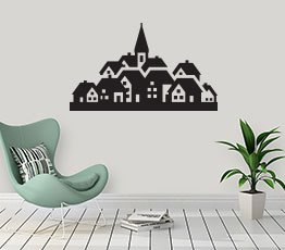 Naklejka na ścianę - Kościół i budynki