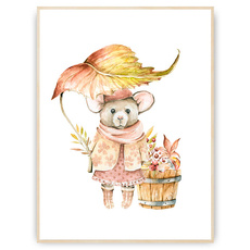 Plakat - Mysz pod liściem