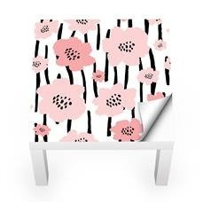 Naklejka na stolik LACK IKEA - Różowe kwiaty 0118