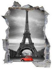 Naklejka na ścianę Dziura 3D - Auto przy wieży 0280