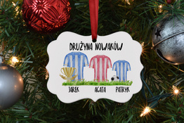 Spersonalizowana zawieszka na choinkę - Piłkarska rodzina 3 osoby