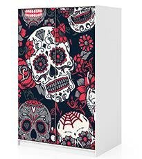 Naklejka na szafę - Kolorowe czaszki 0262
