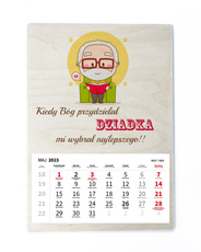 Drewniany kalendarz A3 2023 - Dzień Dziadka i Babci wz18