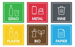 Naklejki na kosze do segregacji - 6 szt.