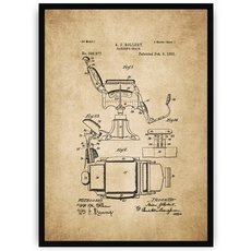 Plakat na starym papierze - fotel fryzjerski