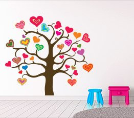 Naklejka na ścianę - Różnobarwne serca