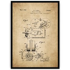 Plakat na starym papierze - kamera filmowa
