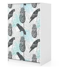 Naklejka na szafę - Ananasy i papugi 0237