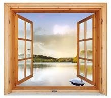 Naklejka na ścianę Okno 3D Łabędzie na szkockim jeziorze 0065