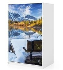 Naklejka na szafę - Zaśnieżona ławka 0027