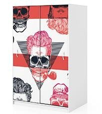 Naklejka na szafę - Hipsterska czaszka 0277