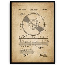 Plakat na starym papierze - płyta fonograficzna