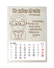 Drewniany kalendarz A3 2023 - Dzień Dziadka i Babci wz22