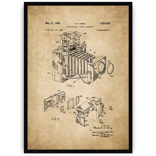Plakat na starym papierze - aparat