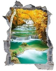 Naklejka na ścianę Dziura 3D - Przepiękny wodospad w lesie 0016