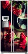 Naklejka na lodówkę side-by-side - Czerwone kwiaty 505