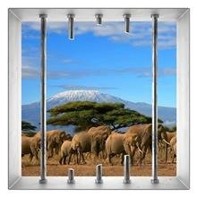 Naklejka na ścianę Okno 3D Słonie 0053