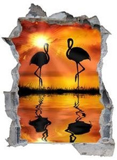Naklejka na ścianę Dziura 3D - Flamingo 0440