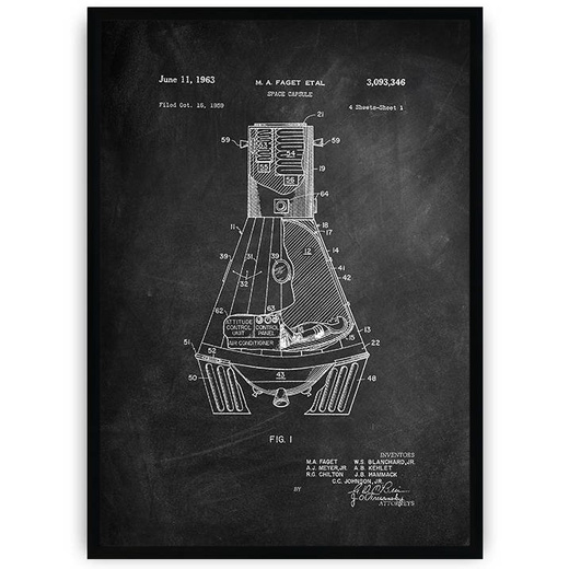 Plakat na ciemnym tle - kapsuła kosmiczna