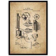 Plakat na starym papierze - rewolwer