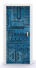 Naklejka na drzwi - Niebieski indiański wzór 0719