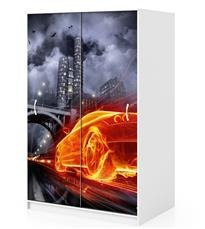 Naklejka na szafę - Ogniste auto 0225
