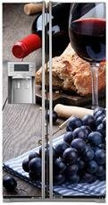 Naklejka na lodówkę side-by-side - Czerwone wino i winogrona 0408