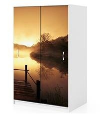 Naklejka na szafę - Zachód słońca nad jeziorem 0005