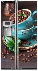 Mata na lodówkę side-by-side - Niebieskie filiżanki z kawą 0555
