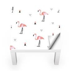 Naklejka na stolik LACK IKEA - Flamingi i trójkąty 0223