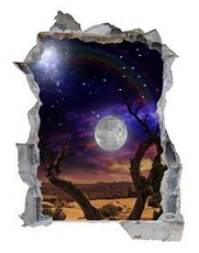 Naklejka na ścianę Dziura 3D - Pełnia na pustyni 0031