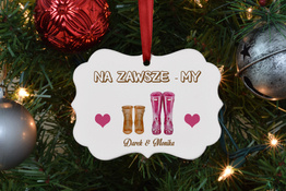 Spersonalizowana zawieszka na choinkę - Różowe kalosze 2 osoby