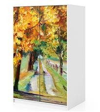 Naklejka na szafę - Wiejska droga jesienią 0154