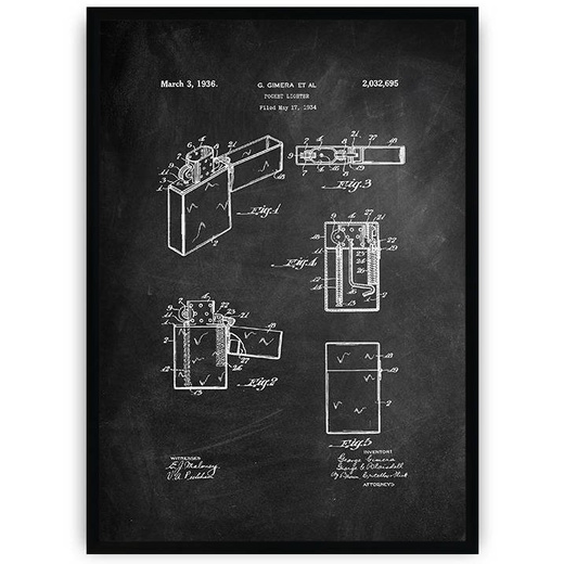 Plakat na ciemnym tle - zapalniczka