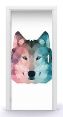 Naklejka na drzwi - Poligonowy wilk 0572