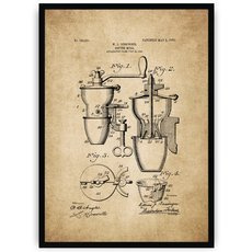 Plakat na starym papierze - młynek do kawy