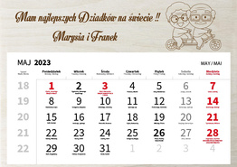 Drewniany kalendarz A4 2023 - Dzień Dziadka i Babci wz25