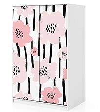 Naklejka na szafę - Różowe kwiaty 0341