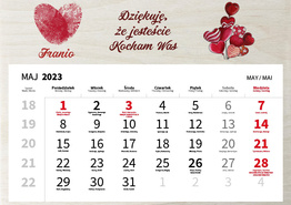 Drewniany kalendarz A4 2023 - Dzień Dziadka i Babci wz38