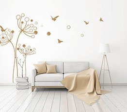 Naklejka na ścianę - Dmuchawce bąble i motyle