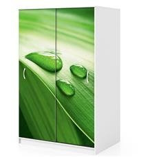 Naklejka na szafę - Krople na liściach 0066