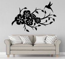 Naklejka na ścianę Koliber w kwiatach