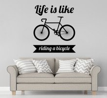 Naklejka na ścianę Life is Like Riding on Bicycle