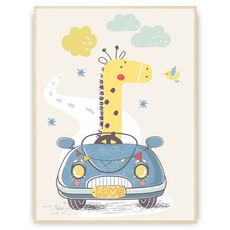 Plakat - Żyrafa w aucie