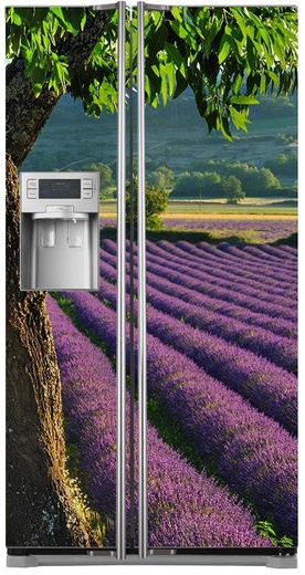 Naklejka na lodówkę side-by-side - Widok na pole lawendowe 0048
